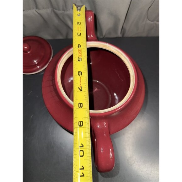 HALL Teapot Large Vintage Pottery Ceramic Porcelain Burgundy 12”Lx7”Wx7”H Vented - Picture 15 of 16